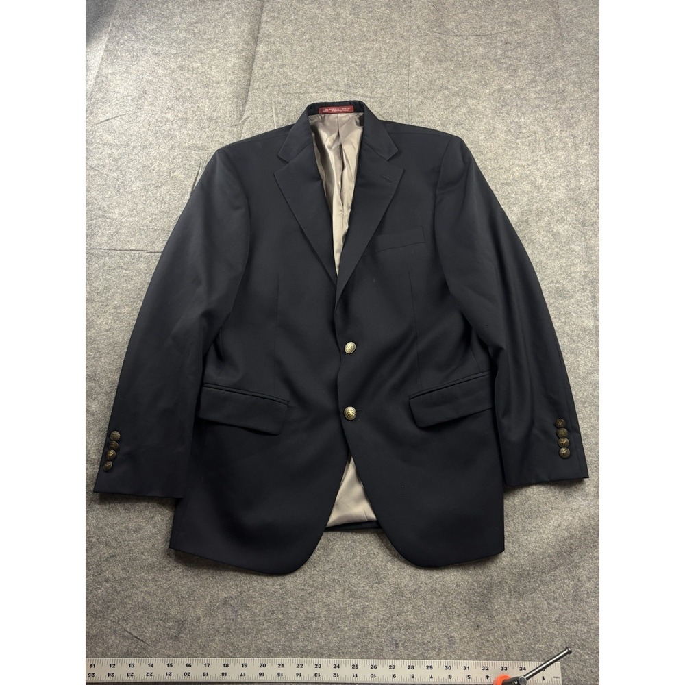Hart Schaffner Marx Mens 38S Navy 2 Button Blazer Sport Coat USA Made Classy SEE